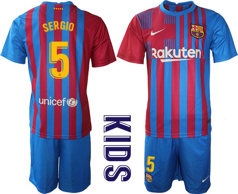 Youth 2021-2022 Club Barcelona home blue #5 Nike Soccer Jersey->real madrid jersey->Soccer Club Jersey